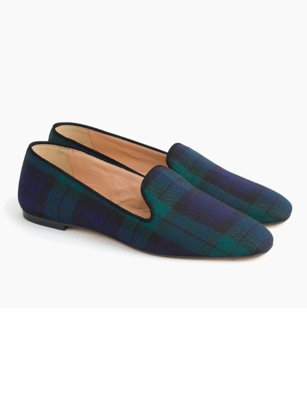 Womens Watch Plaid Smoking Slippers Size 10 Loafers Flats Blue Green